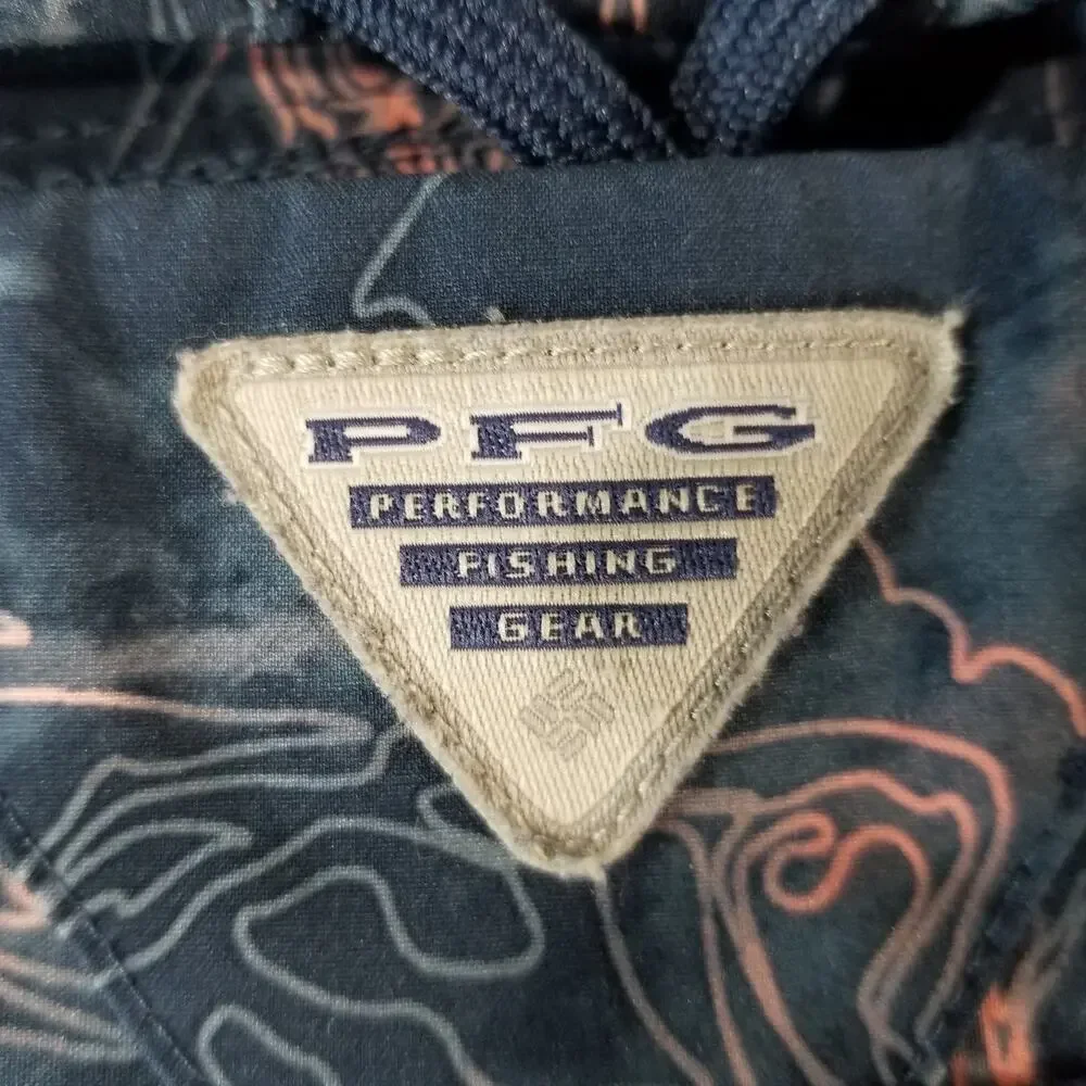 Columbia PFG Shorts Mens Large Blue Fish Print Performance Quick Dry Swim Trunks